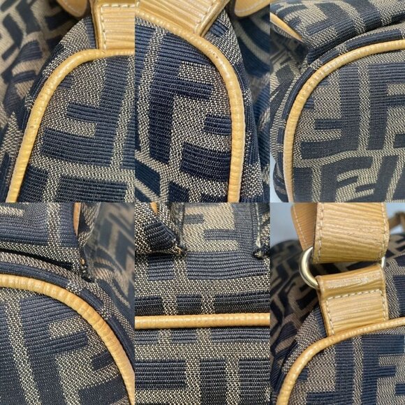 FENDI Vintage Brown & Tan Zucca Logo Monogram Canvas & Leather Drawstring Backpa main image 9